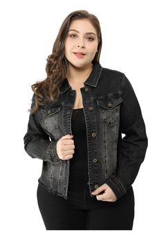 WASHED FRONT FRAYED DENIM JACKET