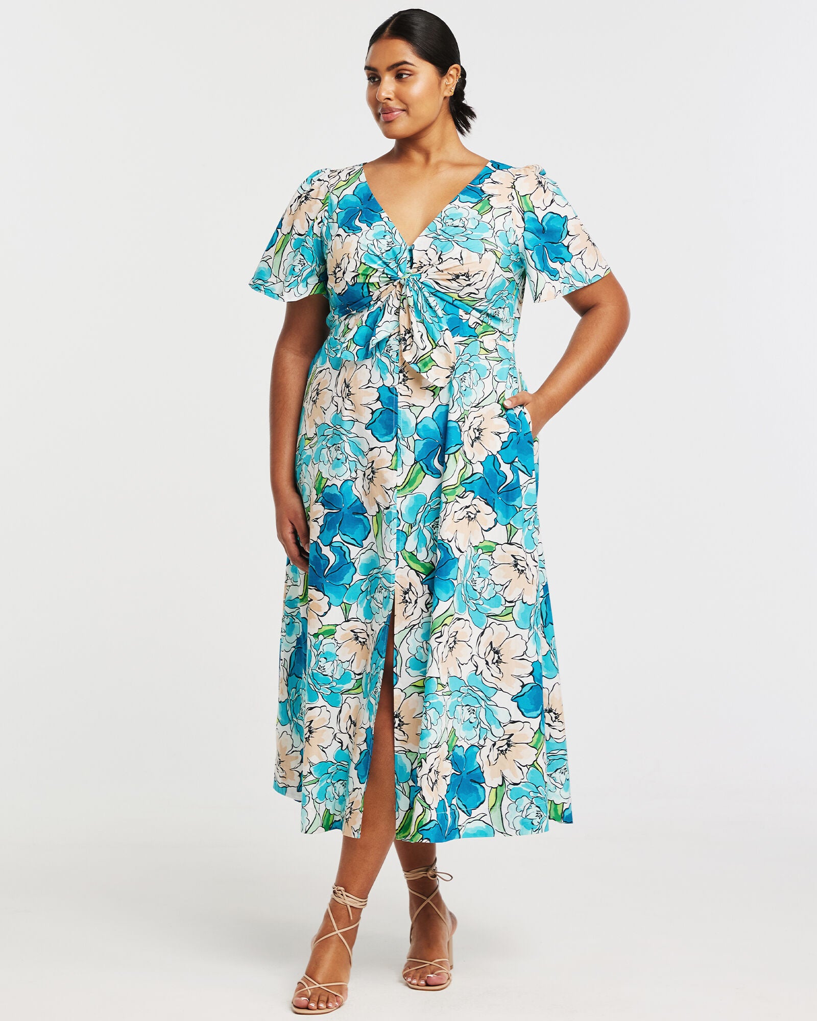Nadja Midi Dress, Print / Light Blue, alternate image number 2