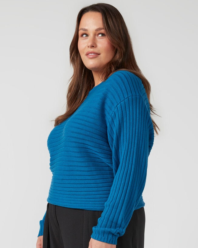 DAYBREAK KNIT SWEATER, Sapphire / Royal Blue, alternate image number 2