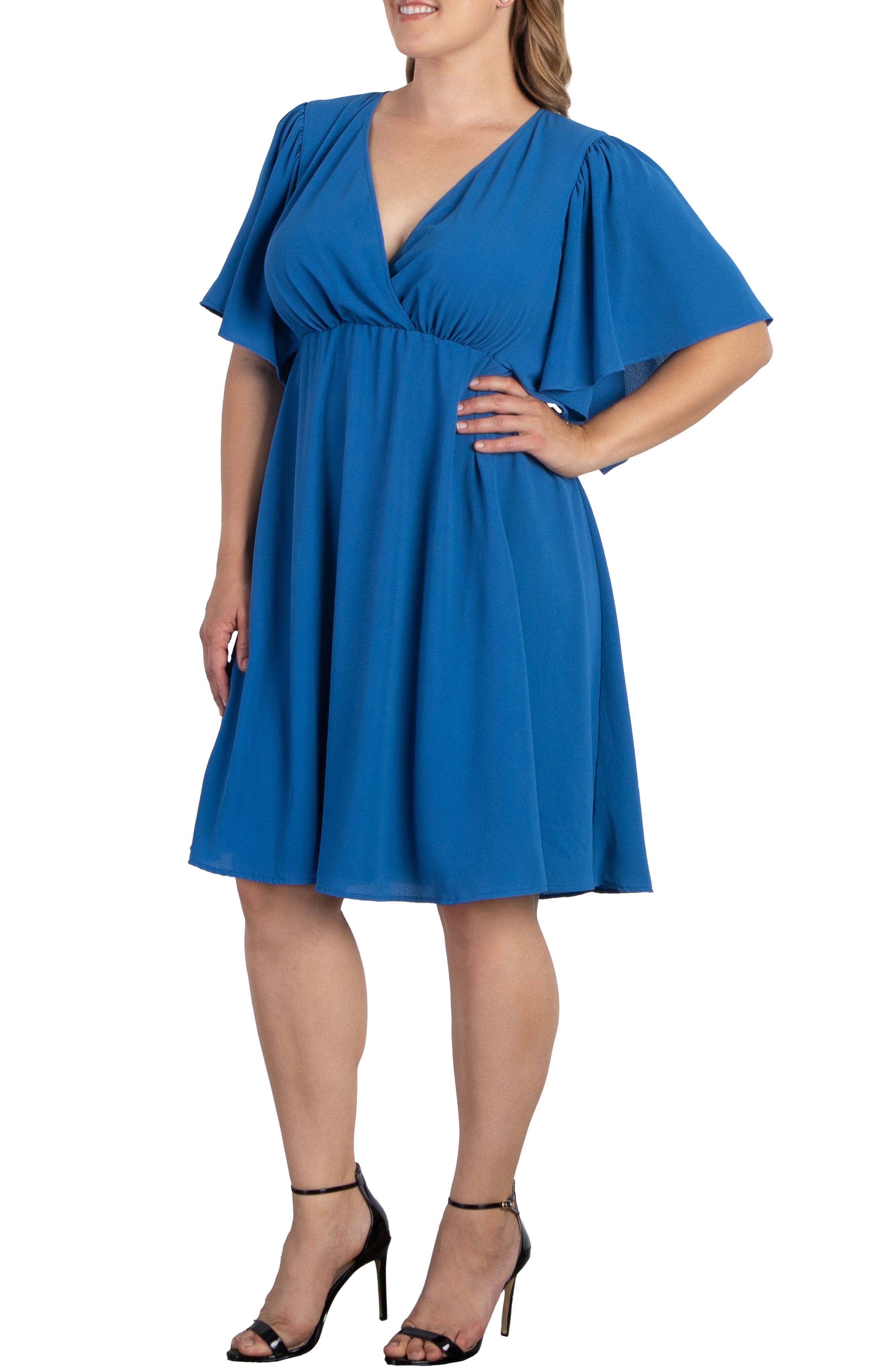 Florence Flutter Sleeve Dress, PACIFIC BLUE / Azure Blue, alternate image number 3