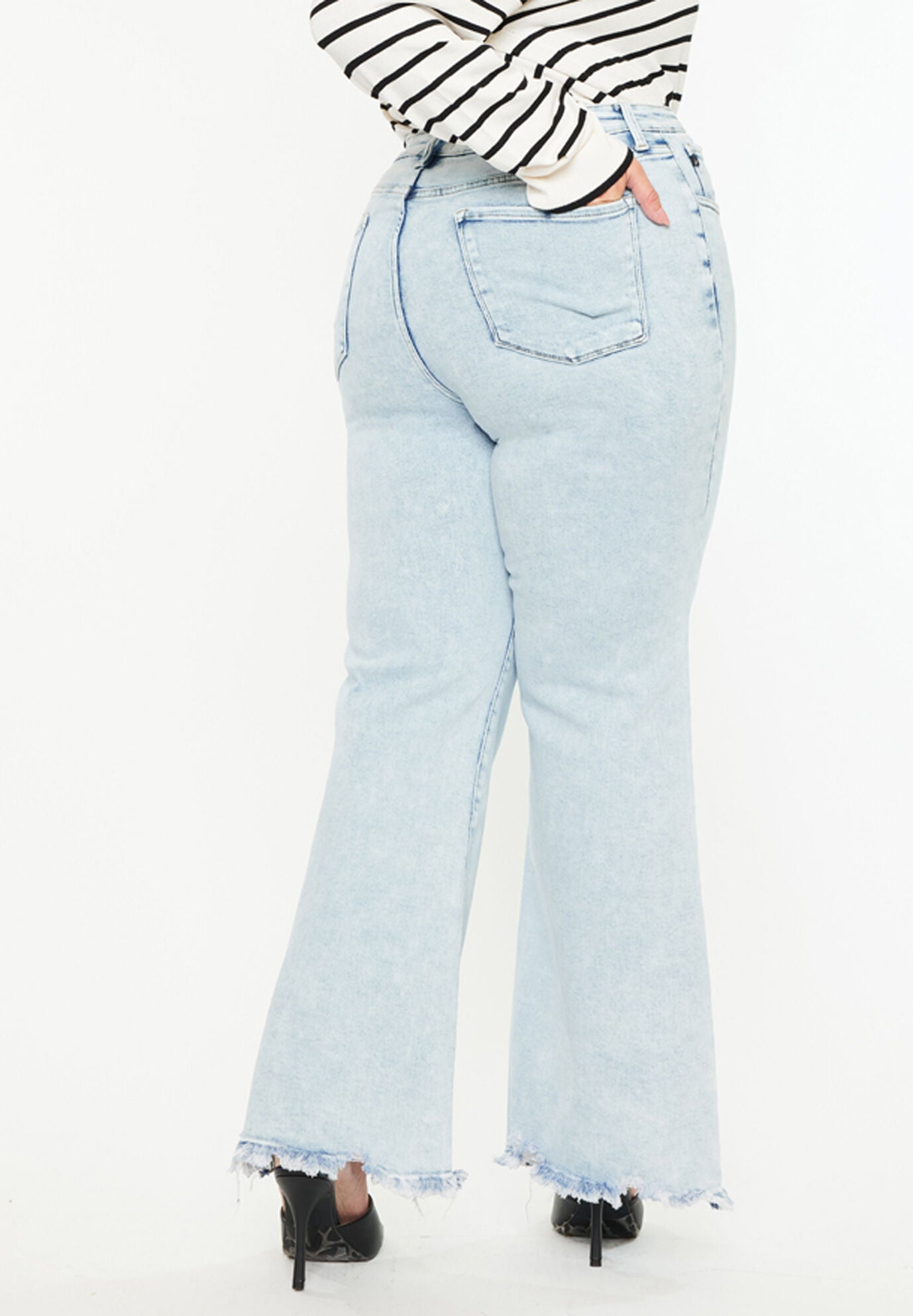 Kay Essentials High Rise Wide Leg Flare (Plus Size), Acid Wash / Light Blue, alternate image number 5