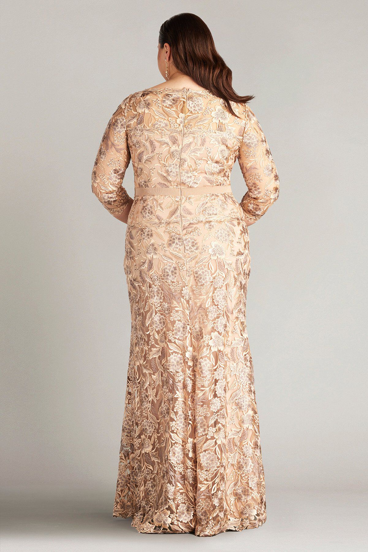 Marcel Embroidered Illusion Gown - PLUS SIZE, PEBBLE / see-description, alternate image number 1