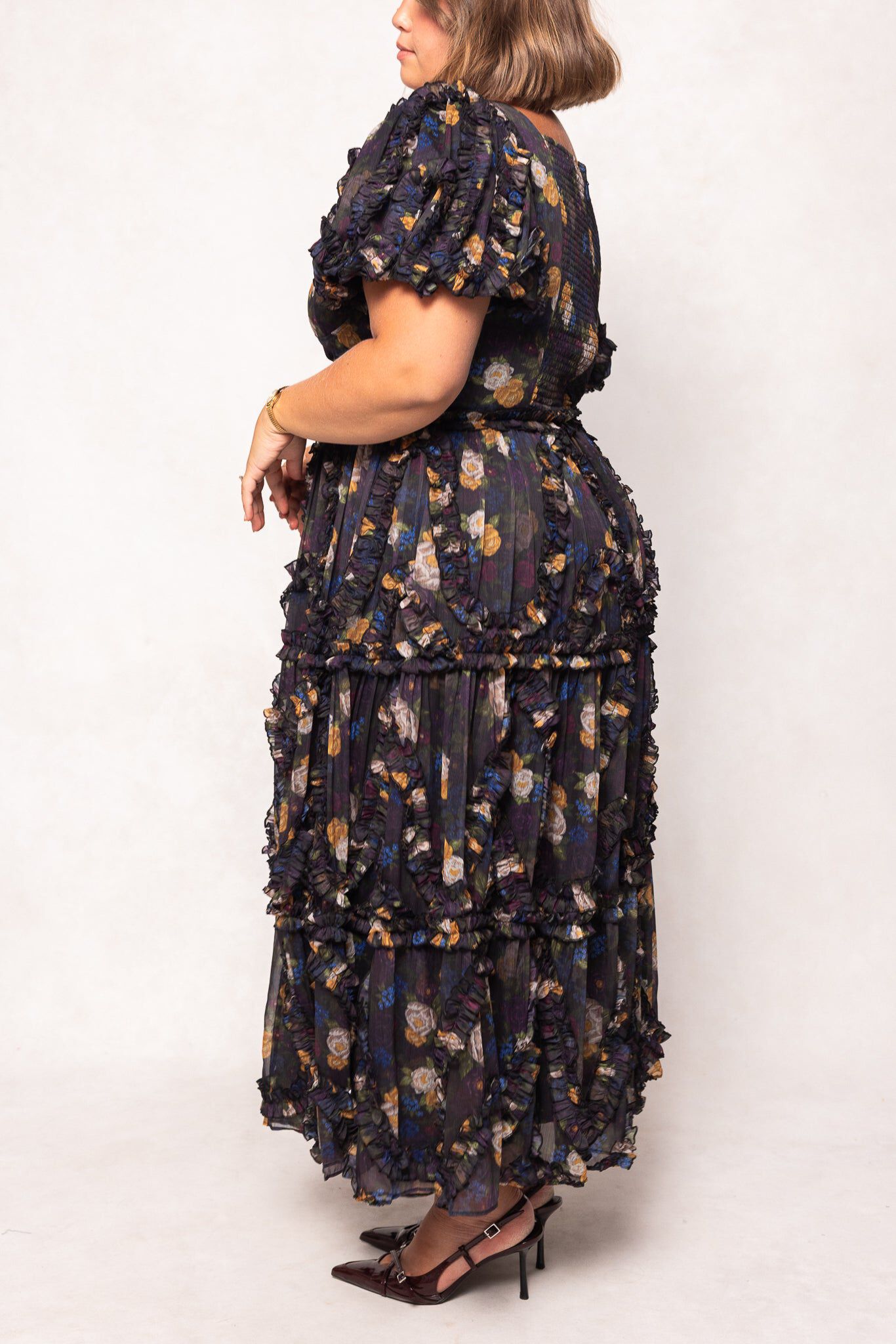 Layla Dress, Winter Floral / Black, alternate image number 1