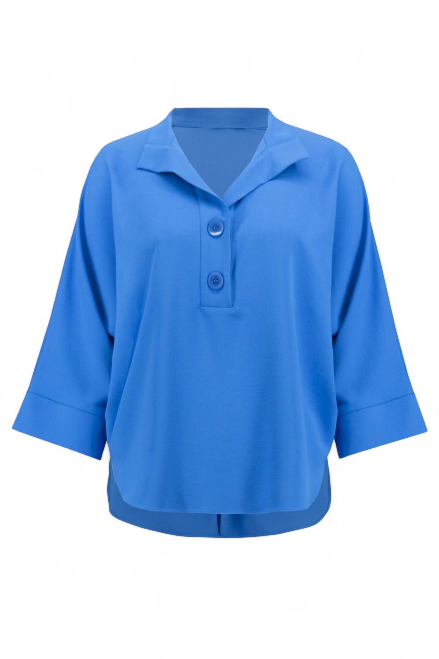 OVERSIZED HENLEY TOP, French Blue / Azure Blue, alternate image number 2
