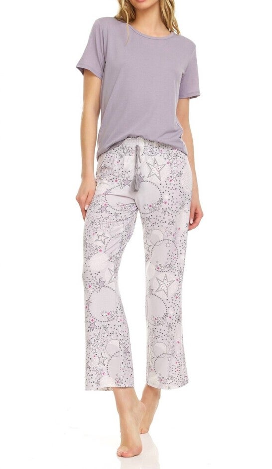 DEANDRA PAJAMA SET IN GREY, Grey / White, hi-res image number 0