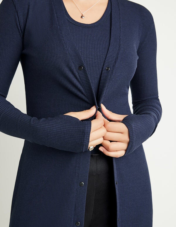 Long Henley Convertible Duster & Dress, Midnight / Navy, alternate image number 2