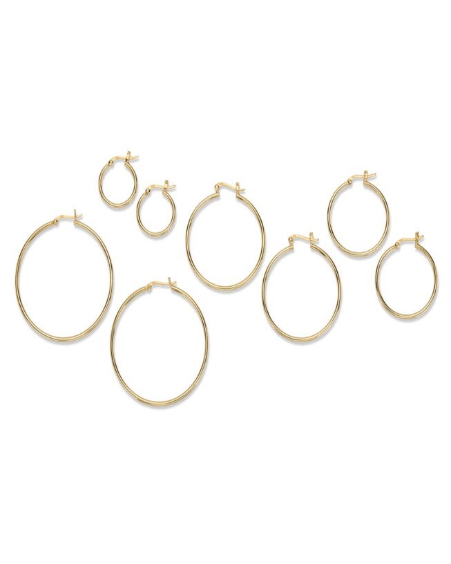 4-Pair Set Gold-Plated Sterling Silver Polished Hoop Earrings, , alternate image number 6