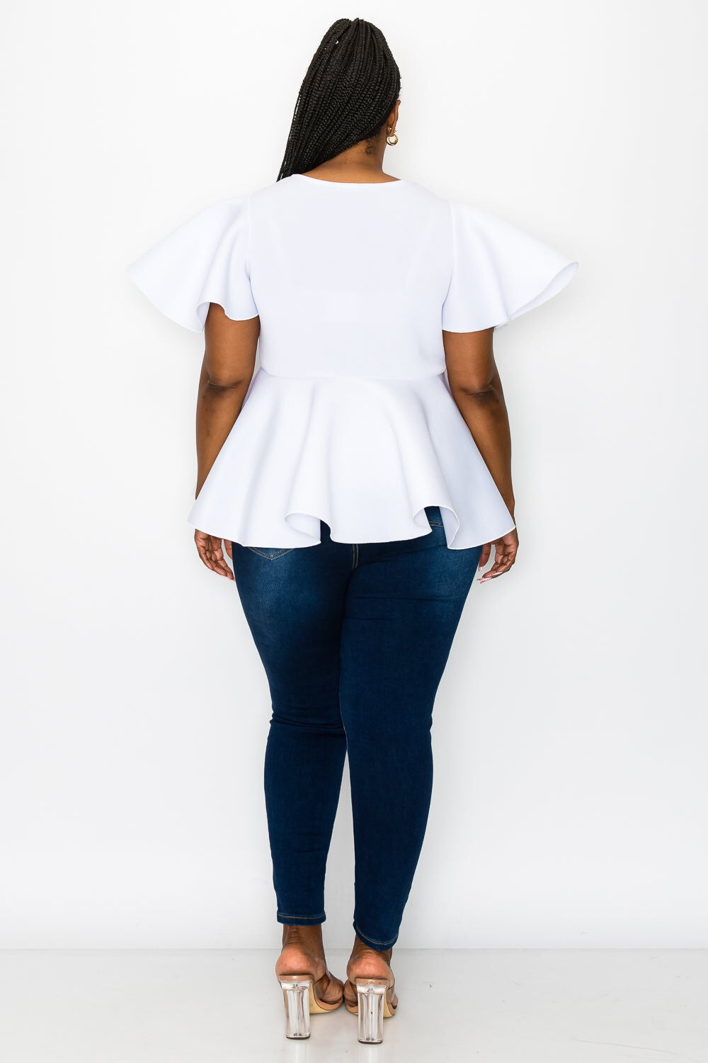 Siobhan Peplum Top, White / White, alternate image number 1