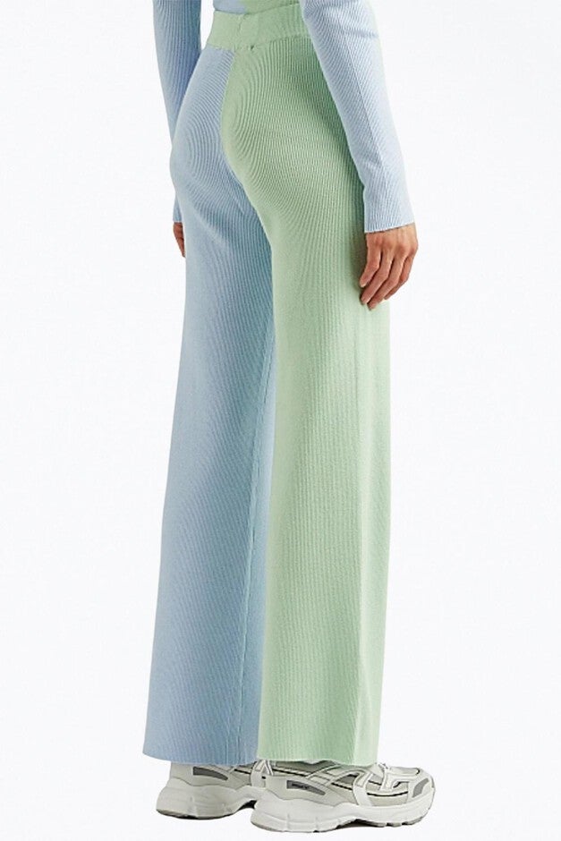 AWA RIBBED-KNIT STRAIGHT-LEG PANTS IN GREEN/BLUE, , alternate image number null