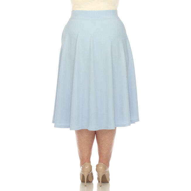 Flared Midi Skirt with Pockets, Baby Blue / Light Blue, alternate image number null