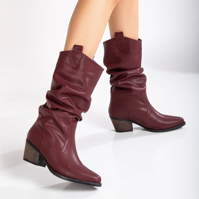 BONNIE - BURGUNDY SLOUCH WESTERN BOOTS, BURGUNDY / Burgundy, alternate image number 3
