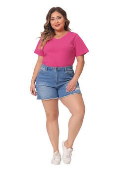 Short Sleeve V Neck Basic T-Shirt Top