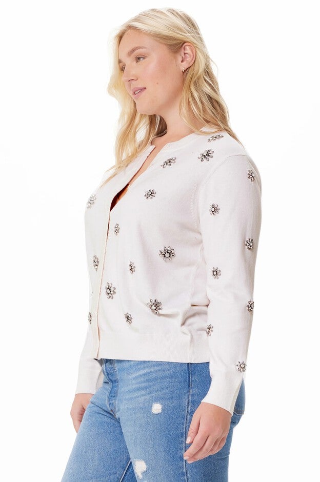 Cotton Cashmere Gem Cardigan, , alternate image number 3