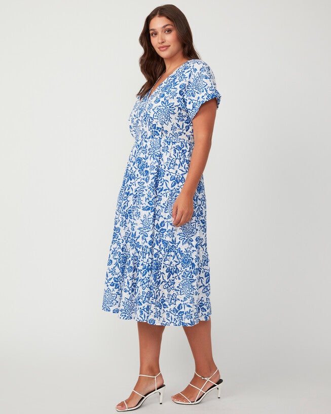 Cote d'Azur Broderie Midi Dress, MilkAzure / Azure Blue, alternate image number null