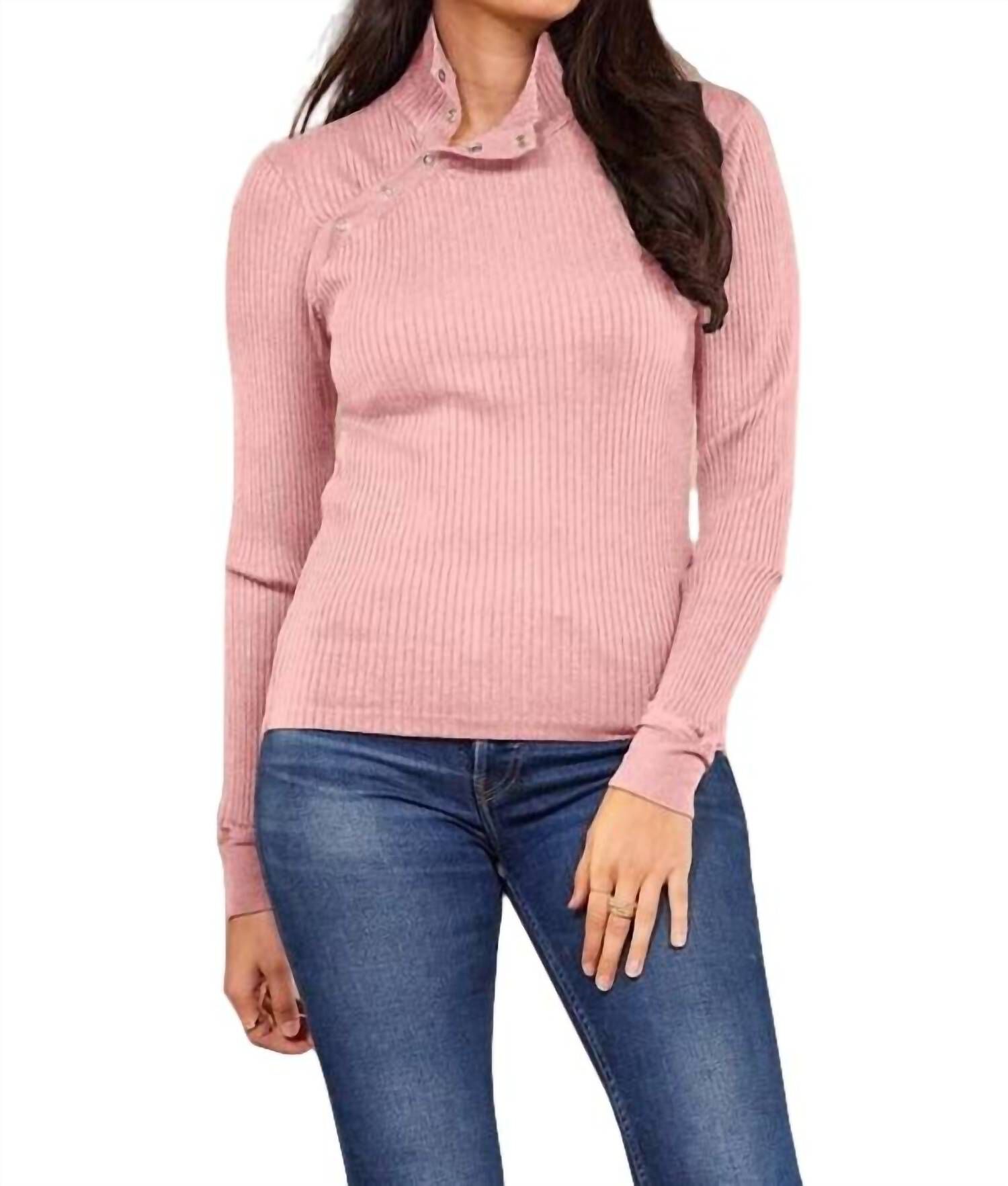 ANDRE LONG SLEEVE SNAP TURTLENECK TOP IN PINK QUARTZ, Pink Quartz / Pink, hi-res image number 0