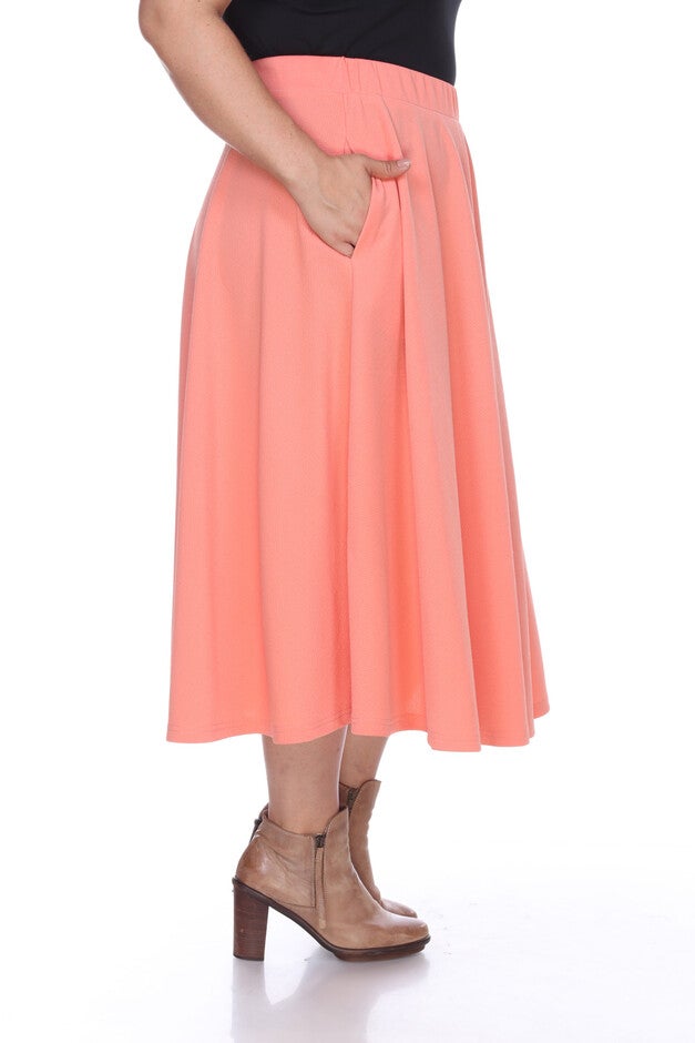 Tasmin Flare Midi Skirt, Coral / Coral, alternate image number 4