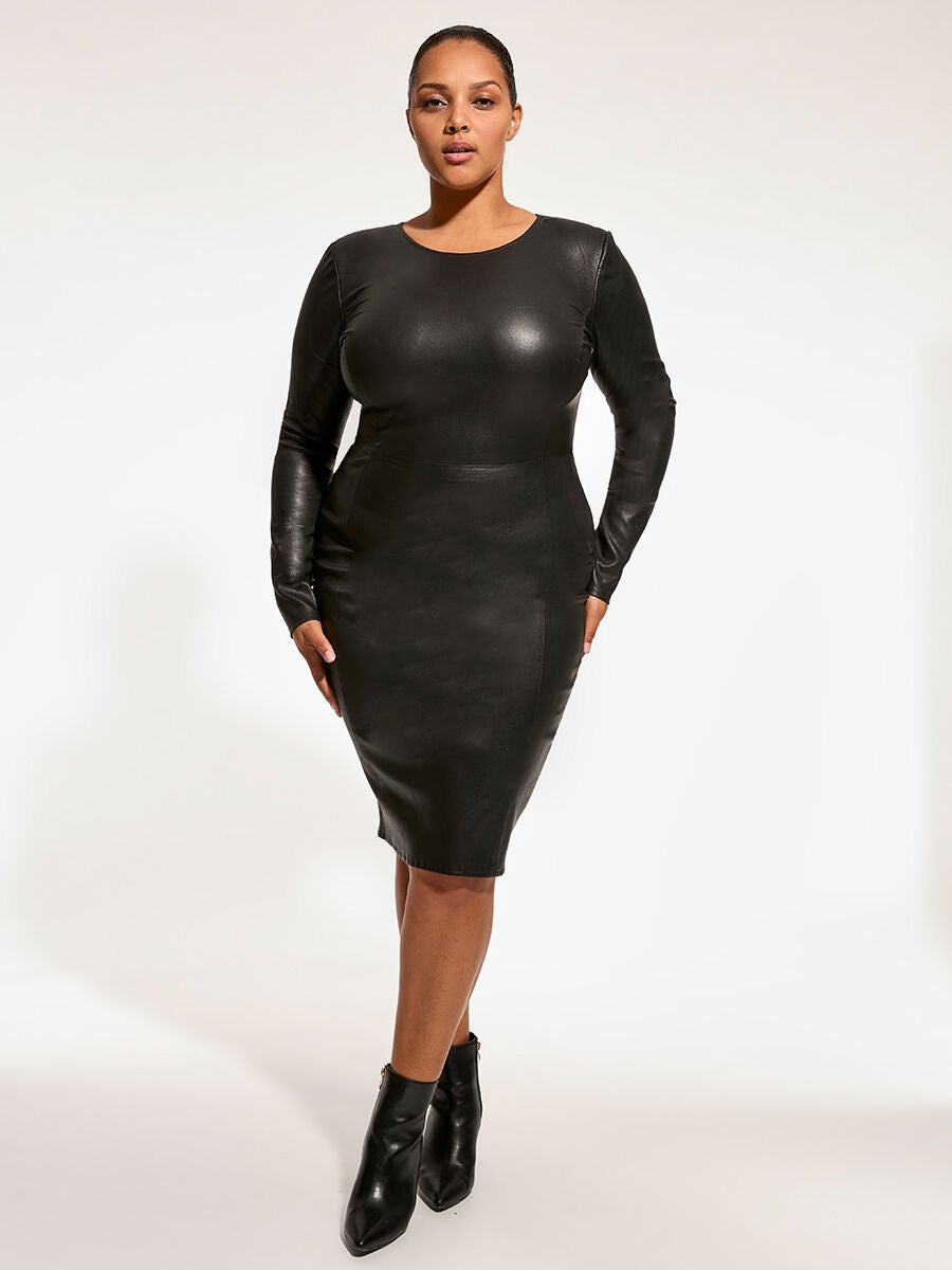 Mrs. Smith Stretch Leather Dress, Black / Black, alternate image number 4