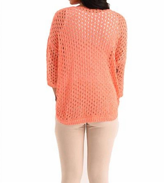 AIMEE WOODEN BUTTON PONCHO IN MELON, , alternate image number 4