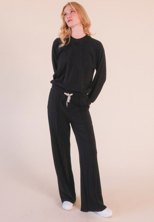 Plus Betty Organic Cotton + Tencel Wide Leg Pant, Black / Black, alternate image number null