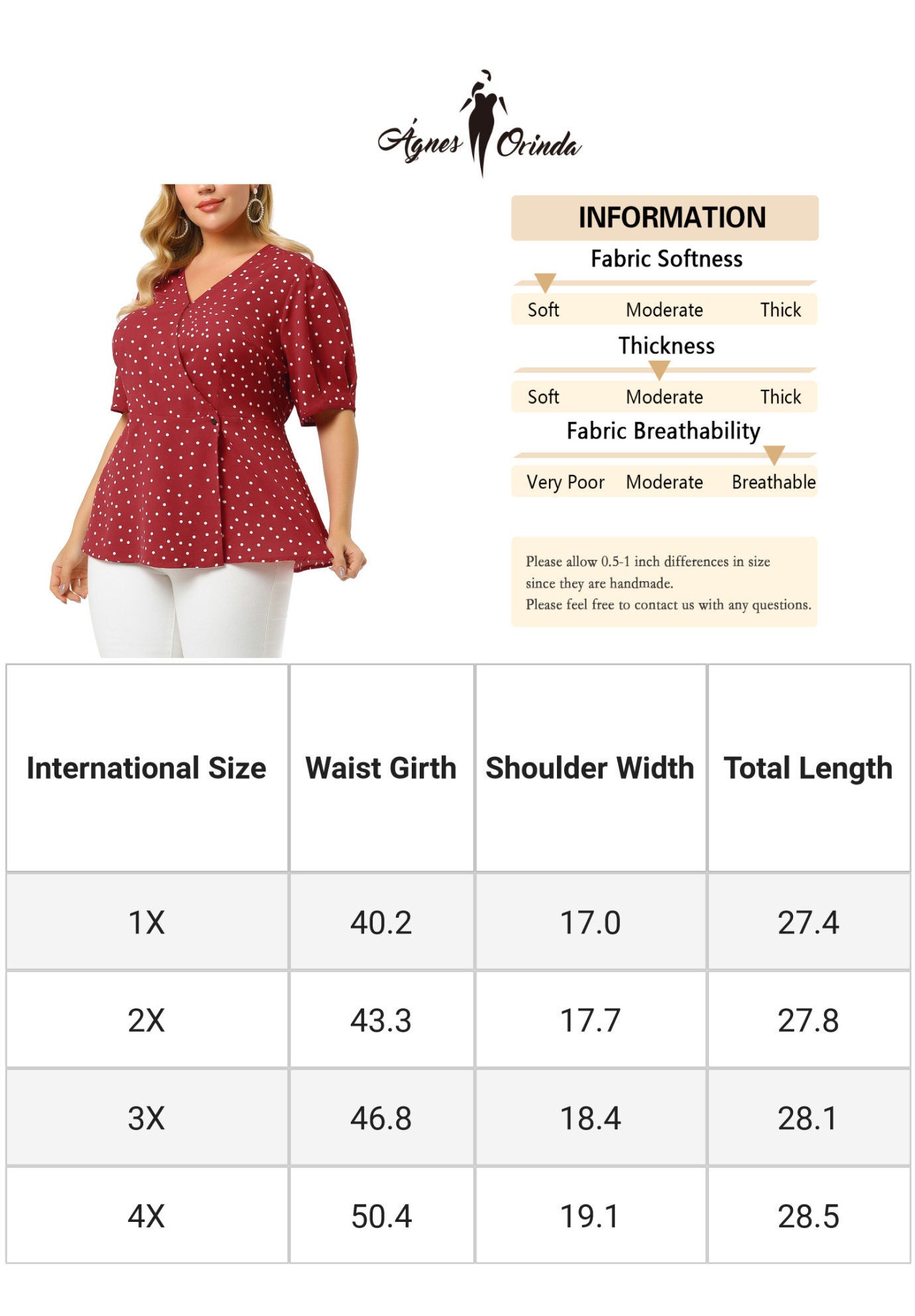 Summer V Neck Wrap Short Sleeve Polka Dots Peplum Top, Red / Red, alternate image number 2