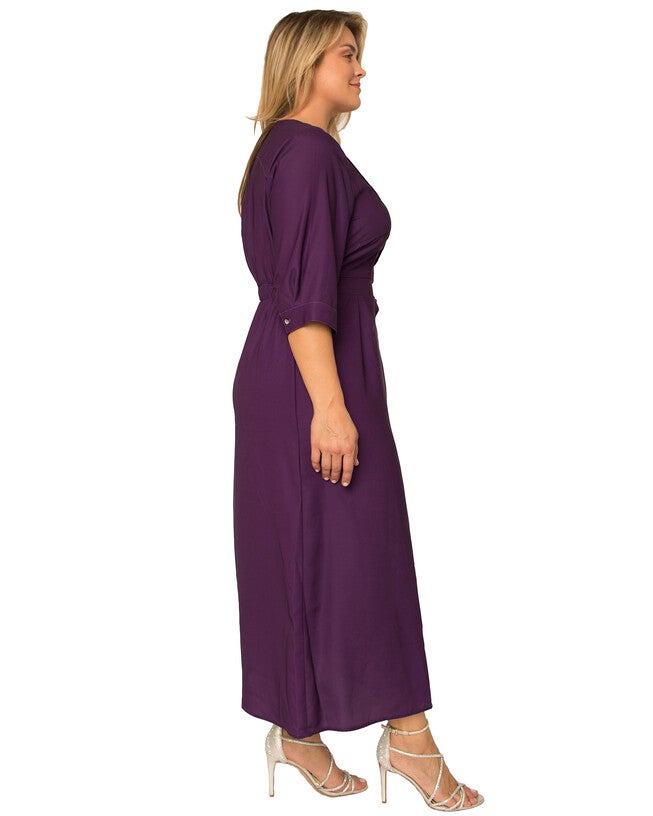 Plus Size Karla Pintuck Cuffed Short Sleeve Maxi Dress, , alternate image number 6