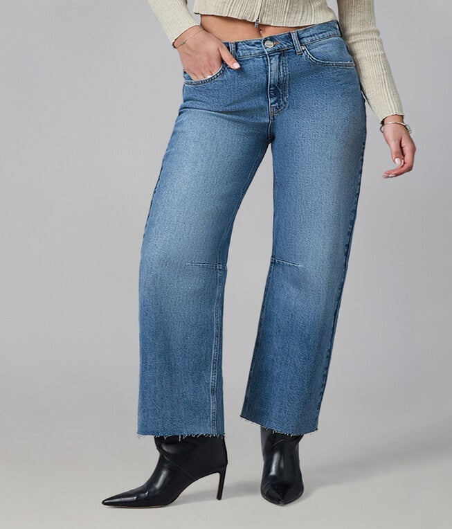 DYLAN-DB High Rise Barrel Jeans, Divine Blue / Dusty Blue, hi-res image number 0