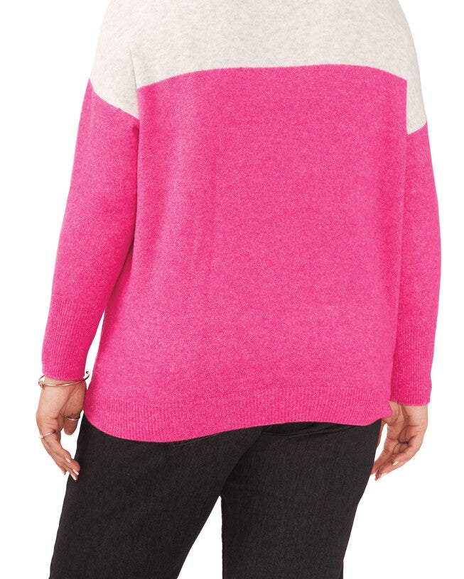 Aria Colorblock Cozy Sweater, PARADOX / Deep Fuchsia, alternate image number 1