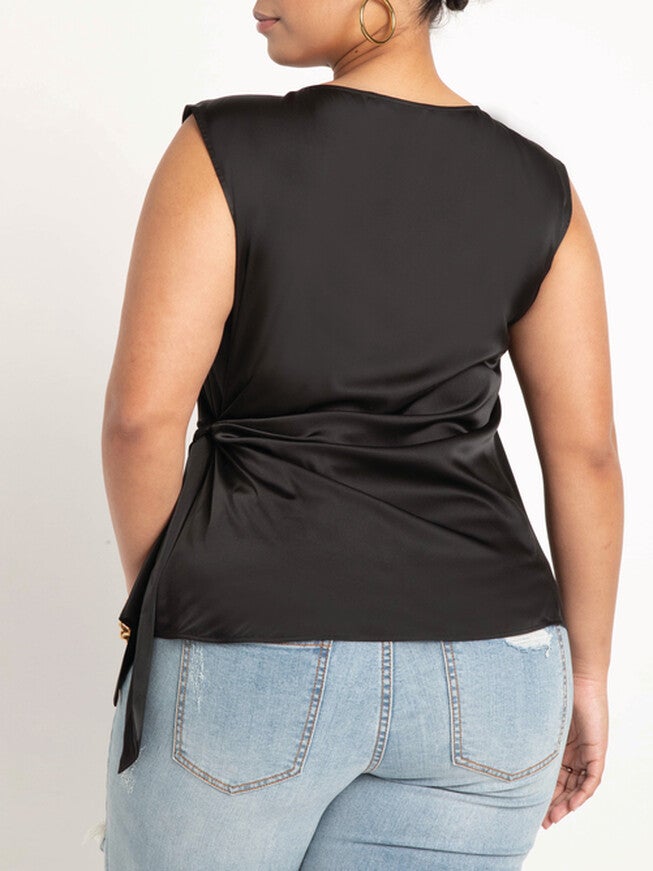 Aria Tie Side Satin Tank, , alternate image number null