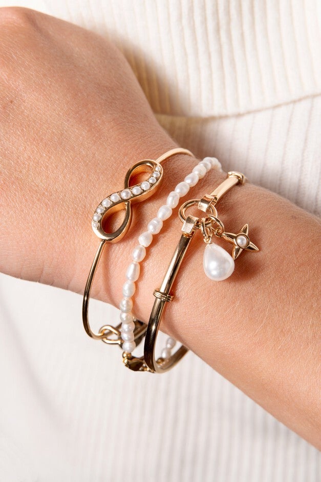 Freshwater Pearl Bracelet, Gold / Gold, alternate image number 1