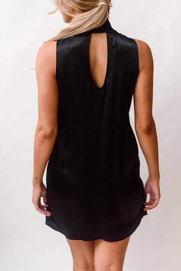 JETT MOCK NECK DRESS IN BLACK, Black / Black, alternate image number 2
