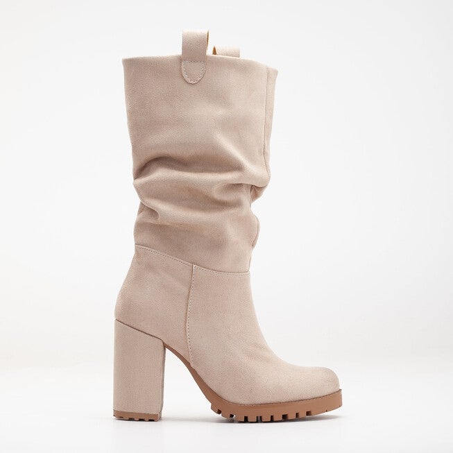 ANAIS - BEIGE SUEDE SLOUCH PLATFORM BOOTS, BEIGE / Beige, hi-res image number 0