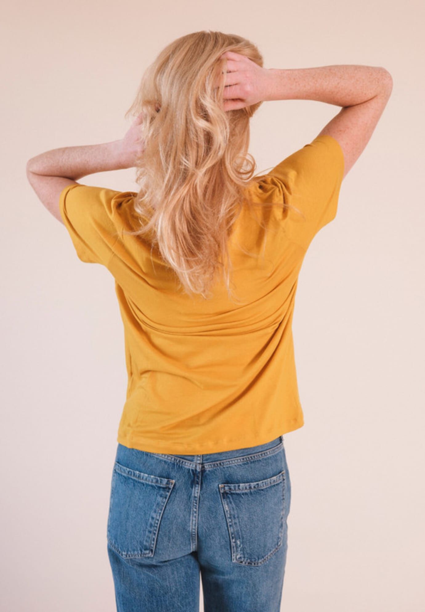 Plus Louise Organic Cotton + Tencel  V-neck Tee, Golden / Gold, alternate image number 2