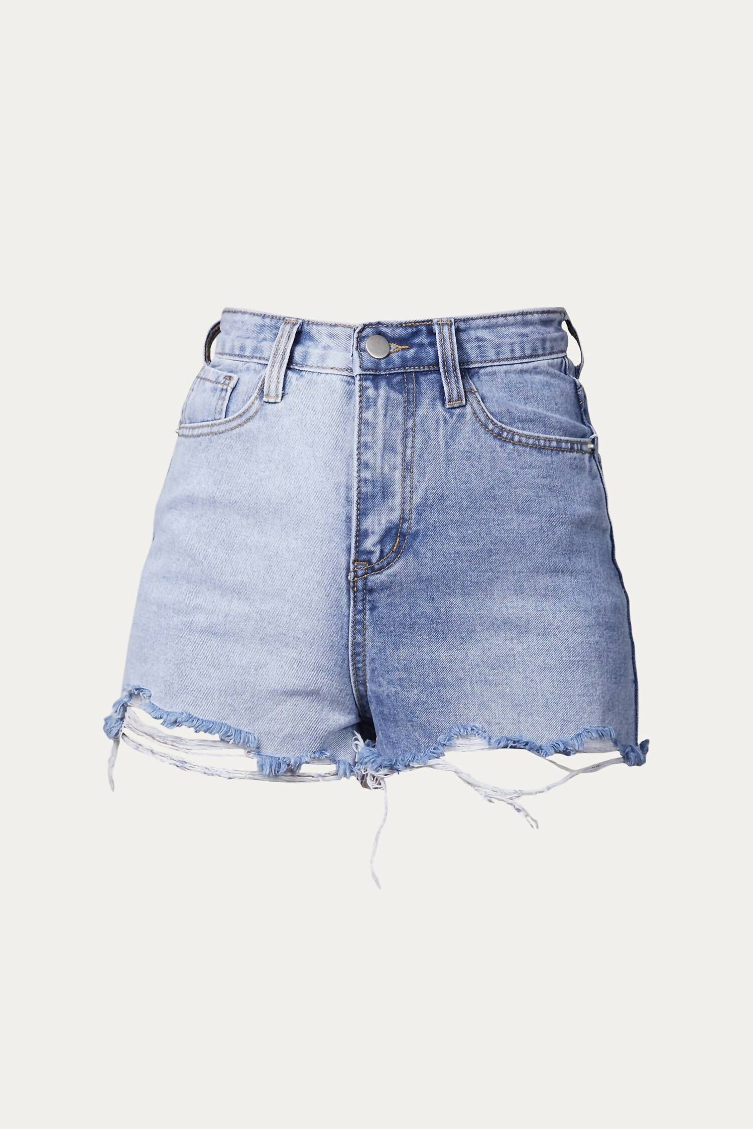 Two-Tone Colorblocked Denim Short In Light Denim, Light Denim / Light Blue, hi-res image number 0