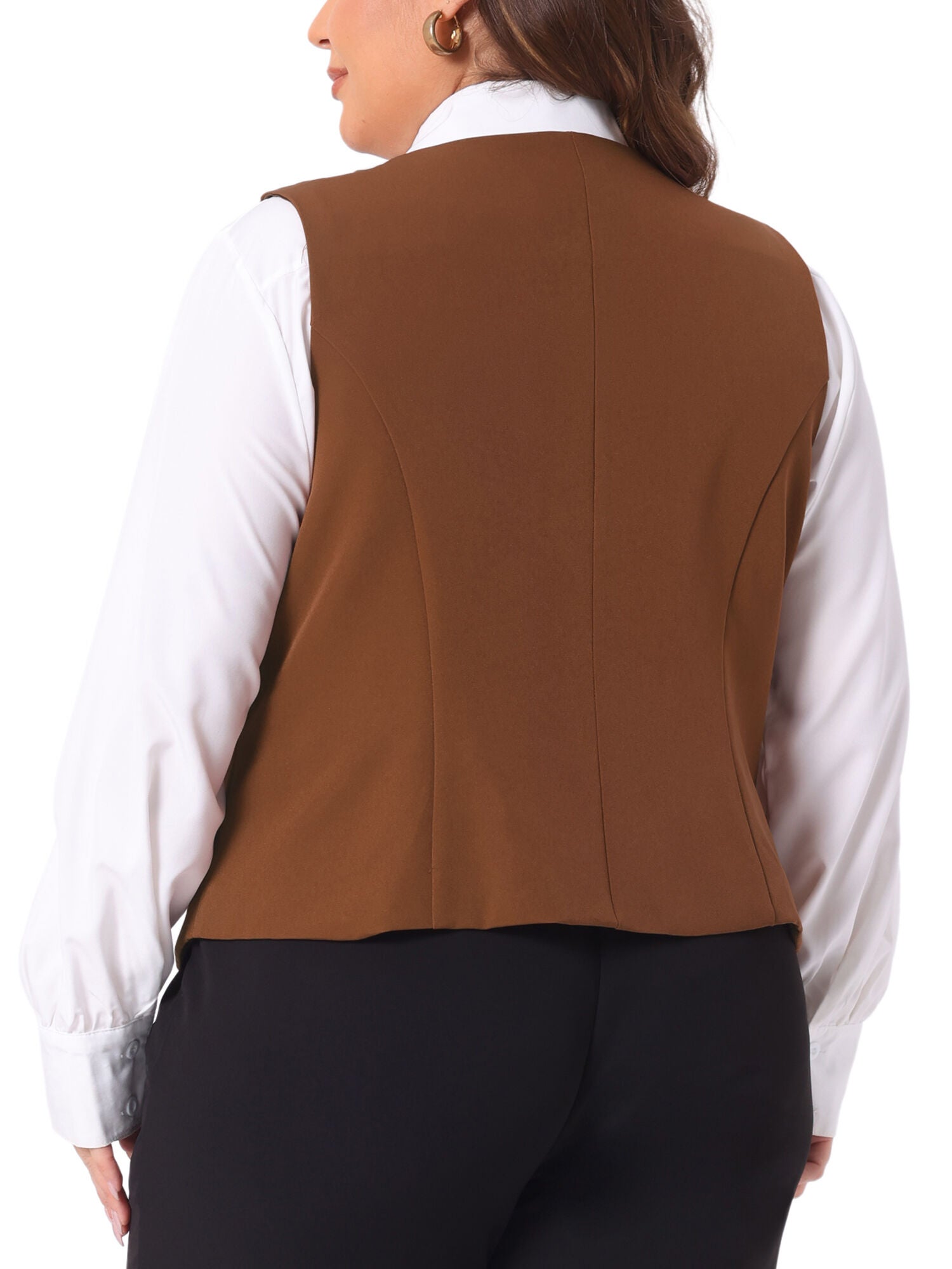 DOUBLE BREASTED LAPEL COLLAR DRESSY WAISTCOAT SUIT VEST, Brown / Brown, alternate image number 3