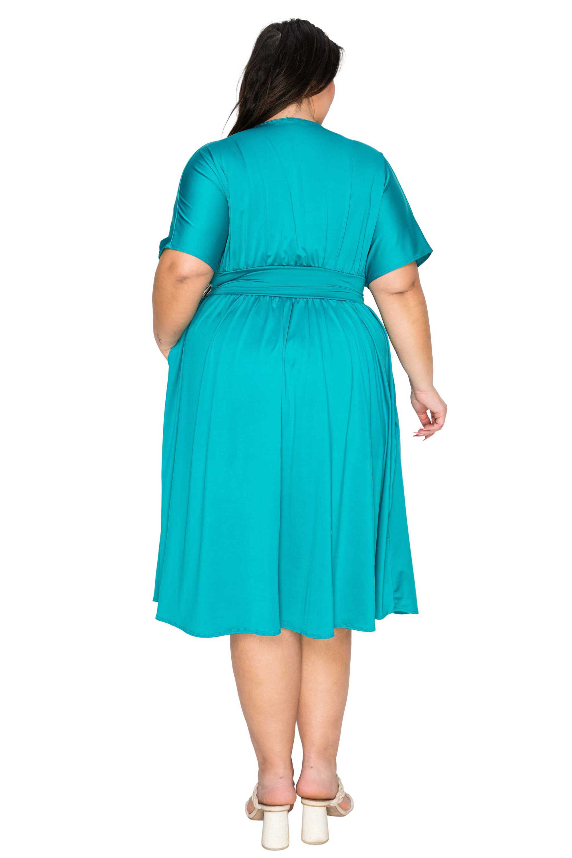Cyra Empire Midi Dress, Jade / Aqua, alternate image number 2