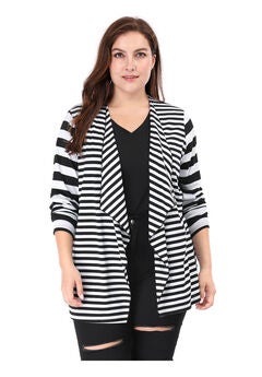 CASUAL STRIPED OPEN FRONT CARDIGAN