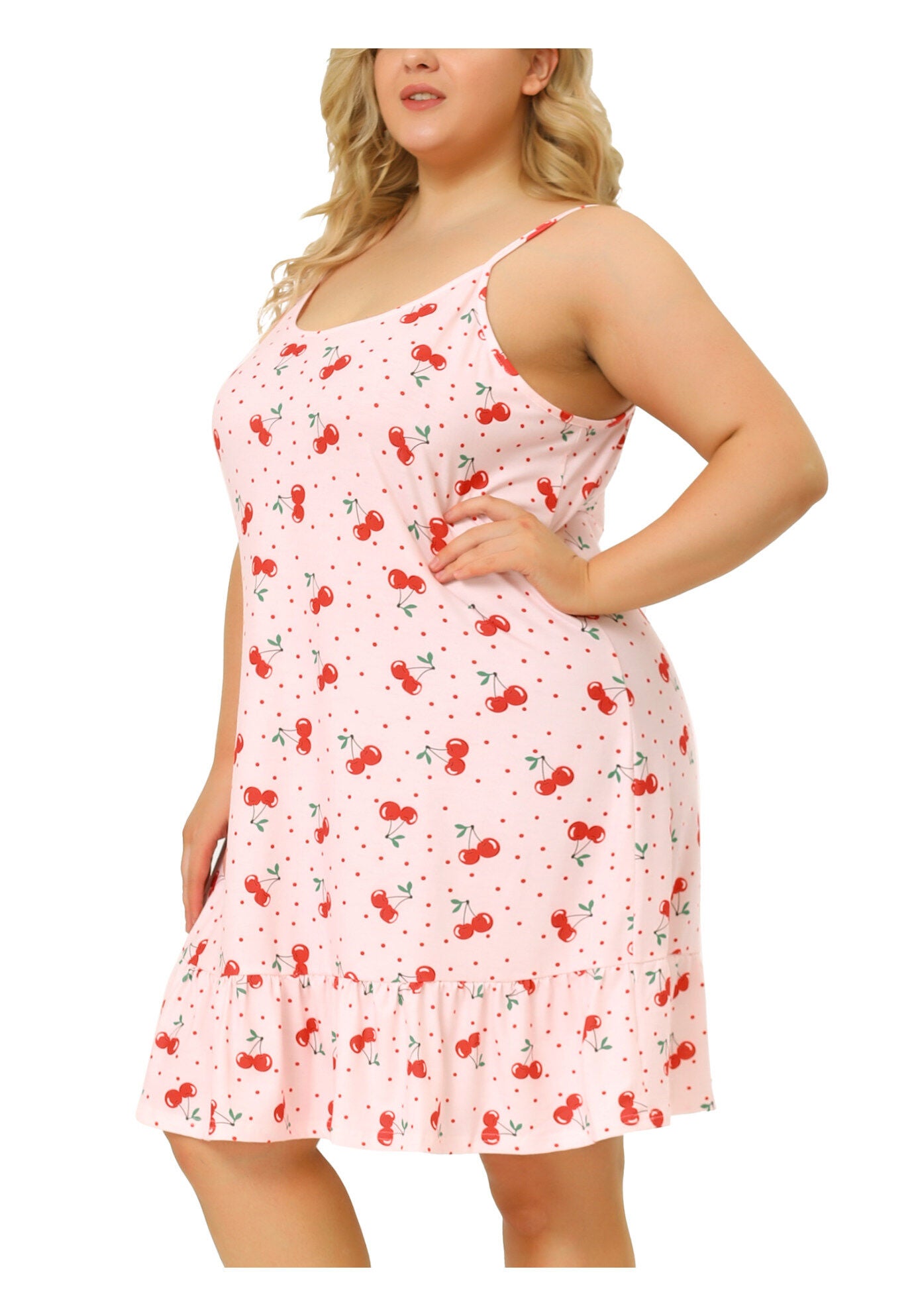 Chemise Printed Strap Nightwear Lingerie, Pink / Pink, alternate image number 1