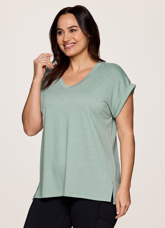 Plus Everyday V-Neck Tunic, Sea Glass / Sage Green, alternate image number 3