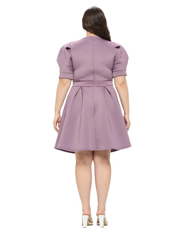 LINDSEY FLARE DRESS, Dusty Plum / Mauve, alternate image number 2