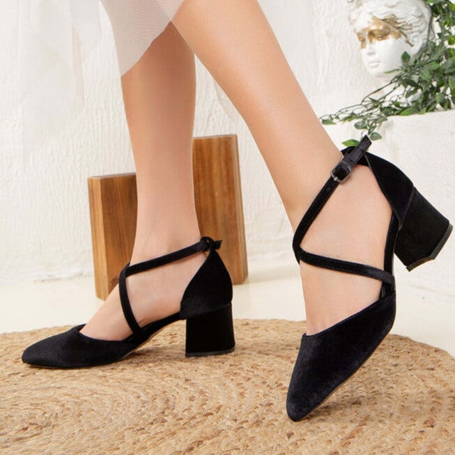 DOLLY - BLACK VELVET HEELS, BLACK / Black, alternate image number 3