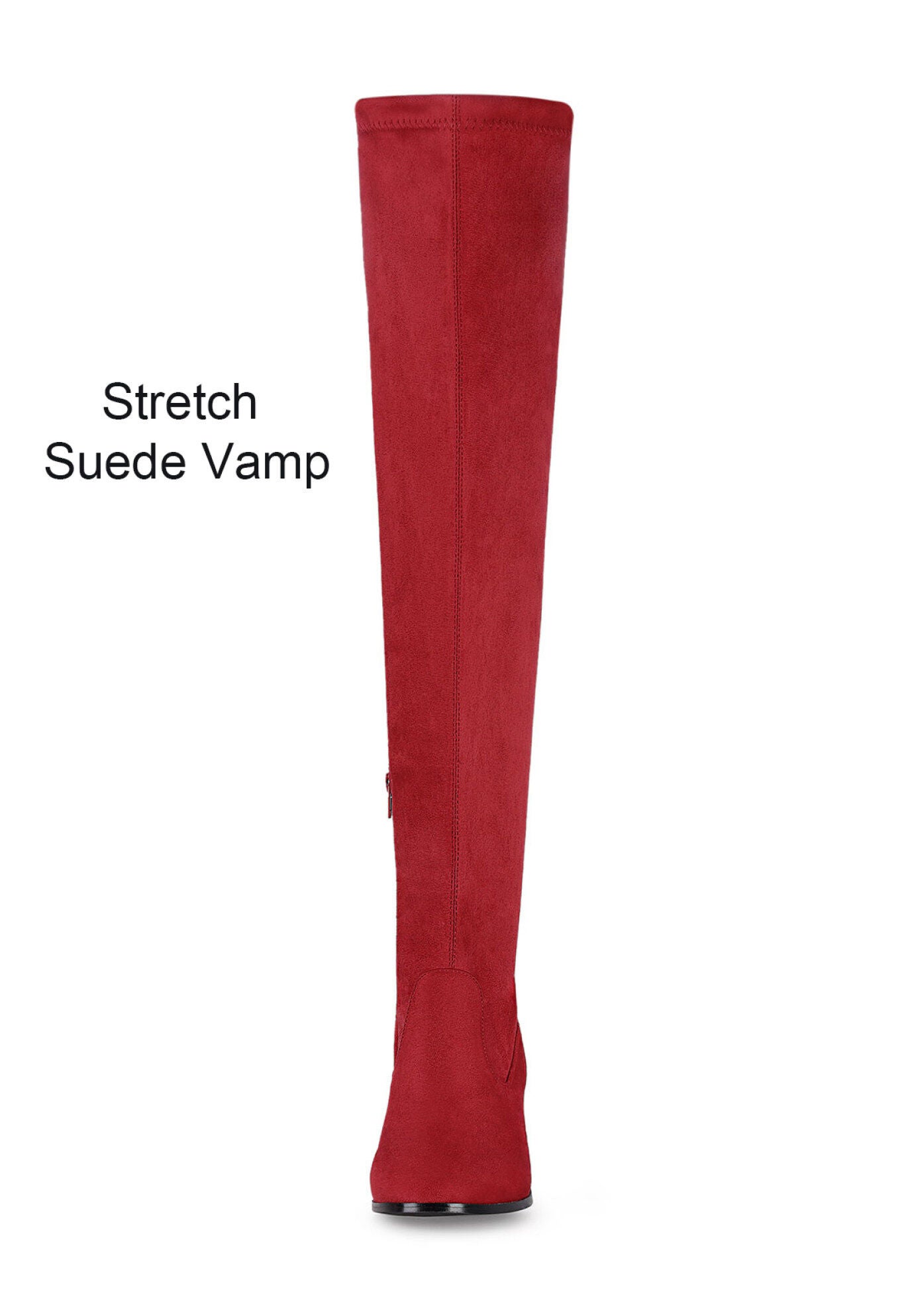 Round Toe Chunky Heel Over the Knee High Boots, Red / Red, alternate image number 1