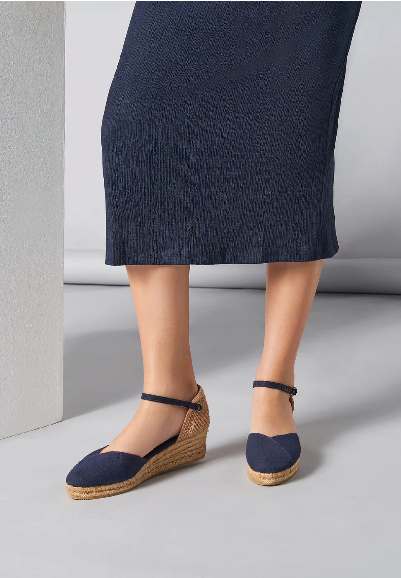 Pubol Canvas Espadrille Wedges, Navy / Navy, alternate image number 3