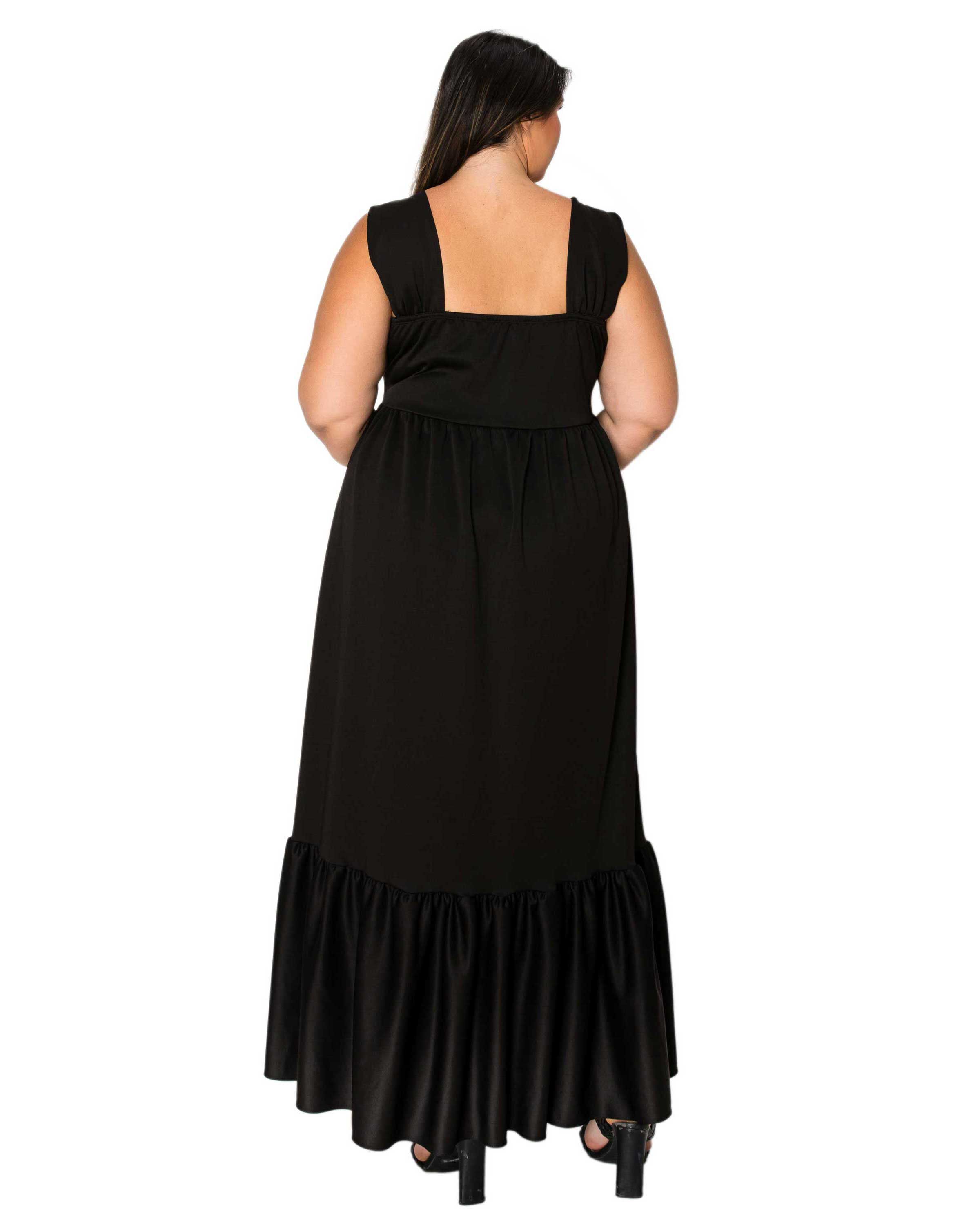 ANGELIKA RUFFLED HEM MAXI DRESS, Black / Black, alternate image number 2