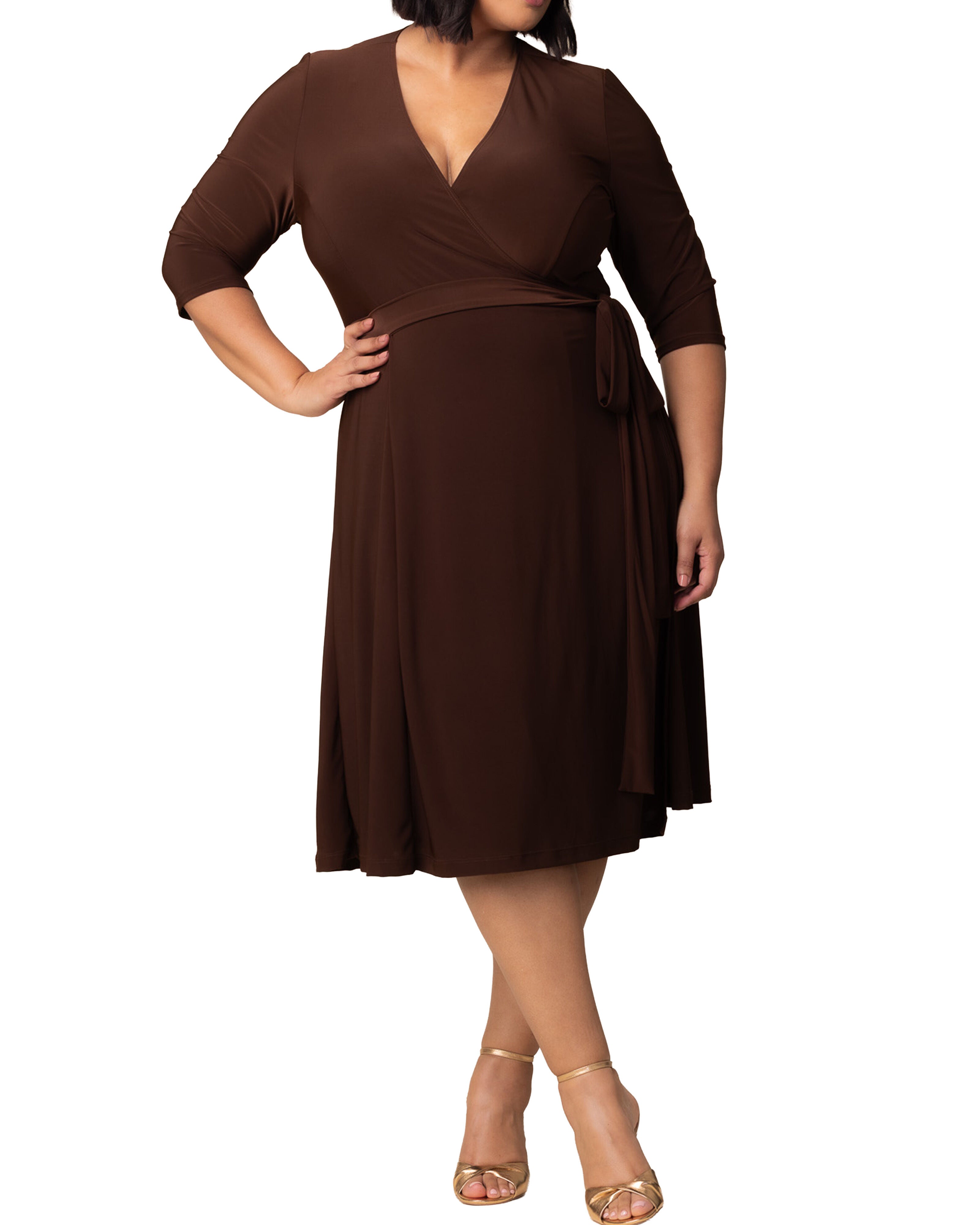 Essential Wrap Dress, CHOCOLATE / Brown, hi-res image number 0