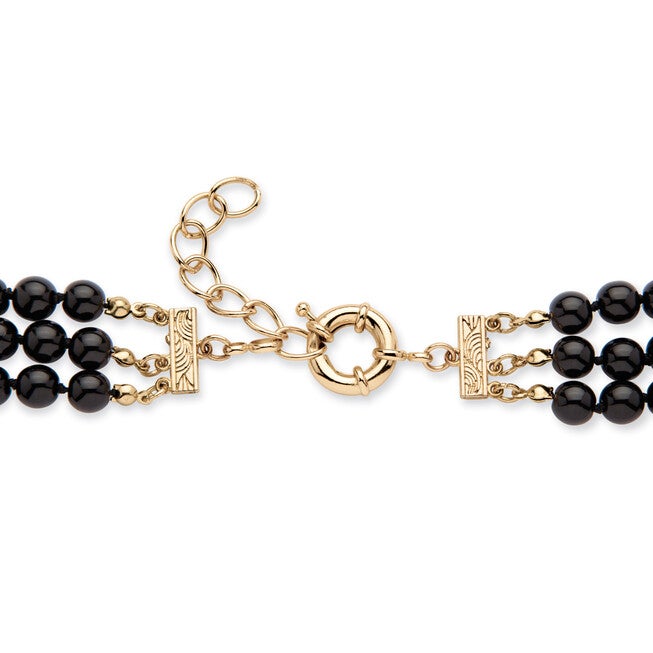 Onyx and Crystal Leopard Beaded Necklace in Yellow Goldtone, , alternate image number 4