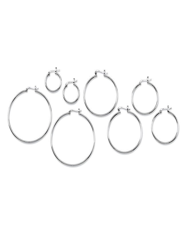 Polished .925 Sterling Silver Hoop Earrings 4-Pair Set (21mm, 31mm, 41mm, 48mm), , alternate image number null