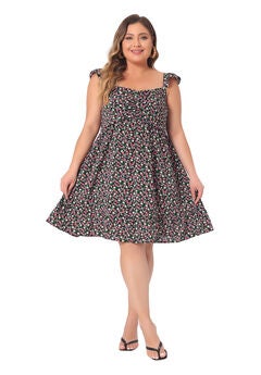 Sweetheart Neck Ruffle Sleeveless Backless Summer Floral Dress
