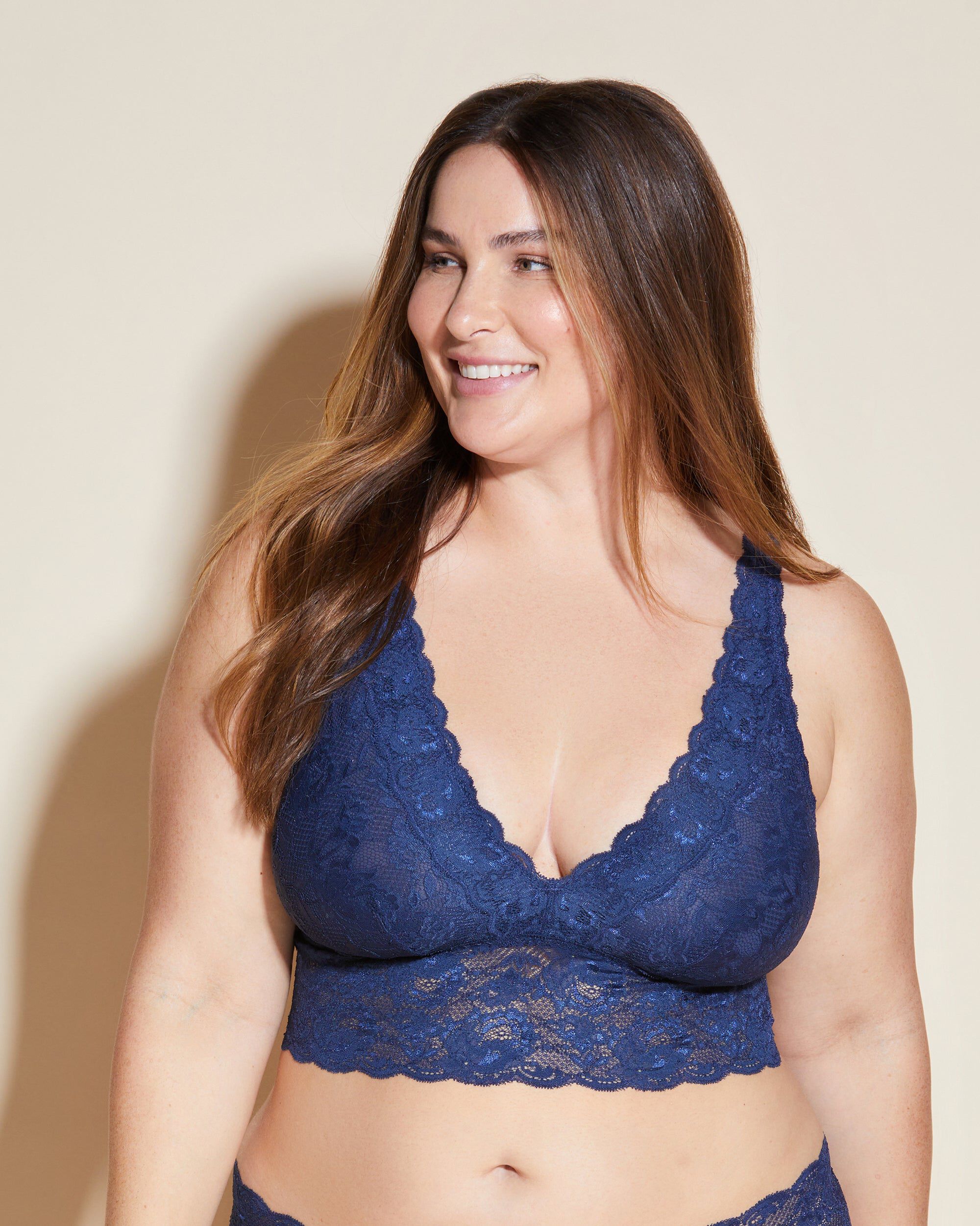 Plungie Longline Bralette, Navy Blue / Navy, hi-res image number 0