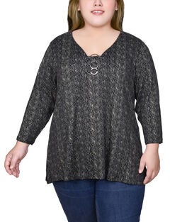 3/4 Sleeve 3-Ring Top