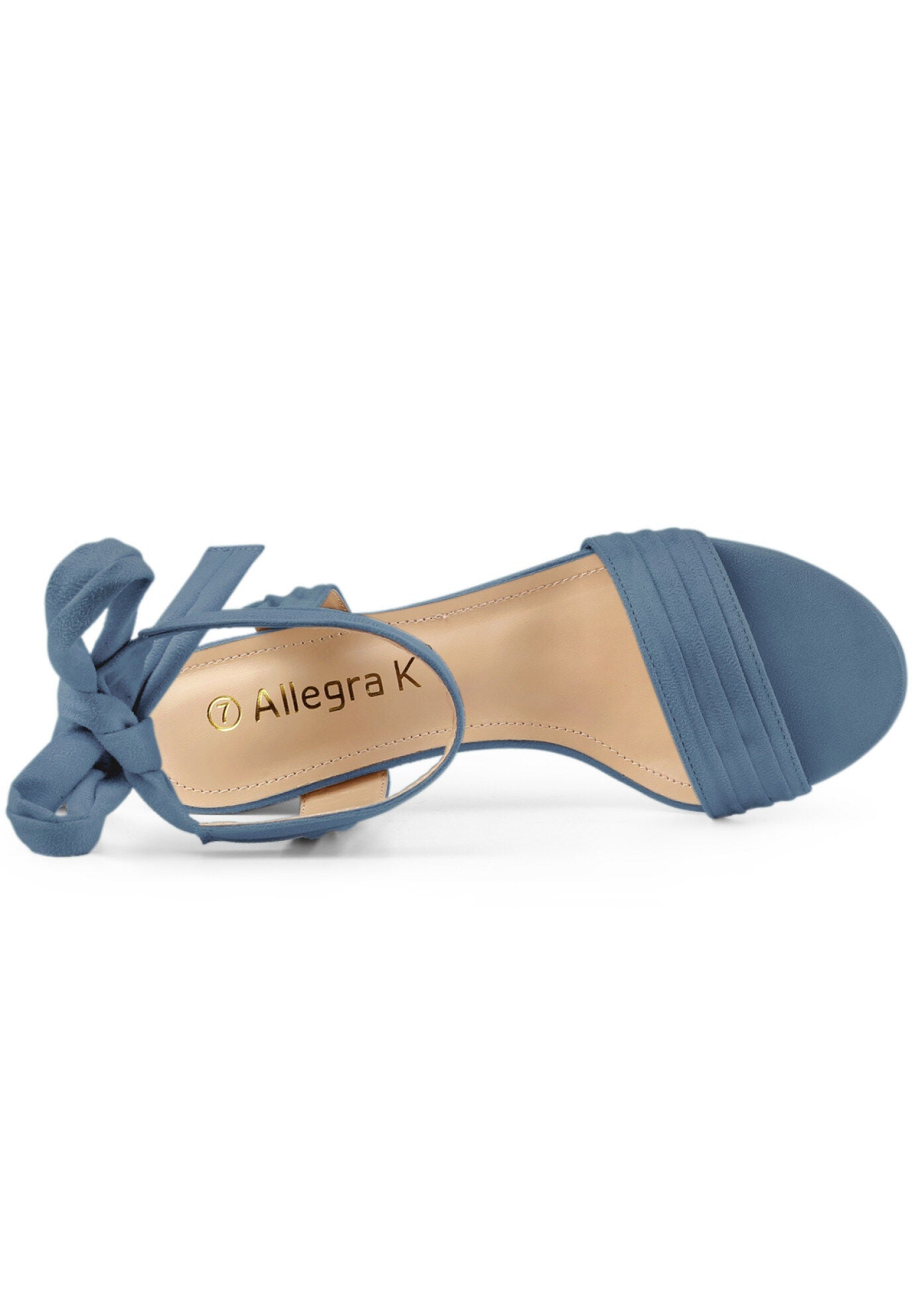 Open Toe Ankle Tie Back Block Heels Sandals, Haze Blue / Dusty Blue, alternate image number 3
